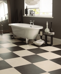 Classic black and white tiled bathroom created with Karndean flooring